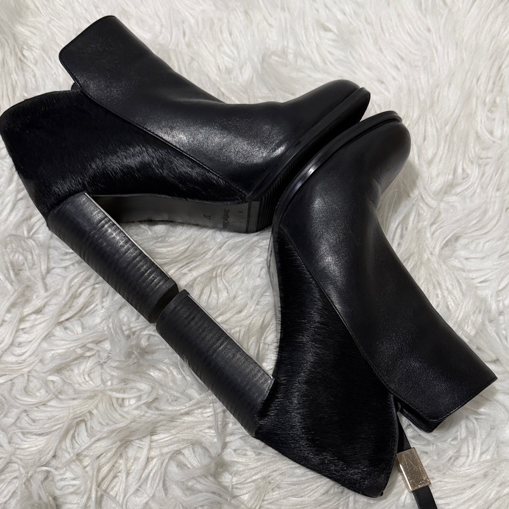 SEE By Chloe Black Ankle Boots with Goldtone Accents - Picture 4 of 13